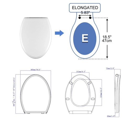 Elongated Closed Front White Toilet Seat Slow-Close - photo 2