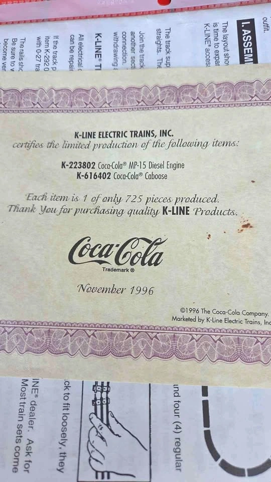 1996 K-Line Coca-Cola For All Seasons O-27 Train Set