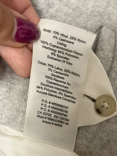 Aritzia Wilfred Cocoon Coat Wool Cashmere Gray Womens XS - photo 4