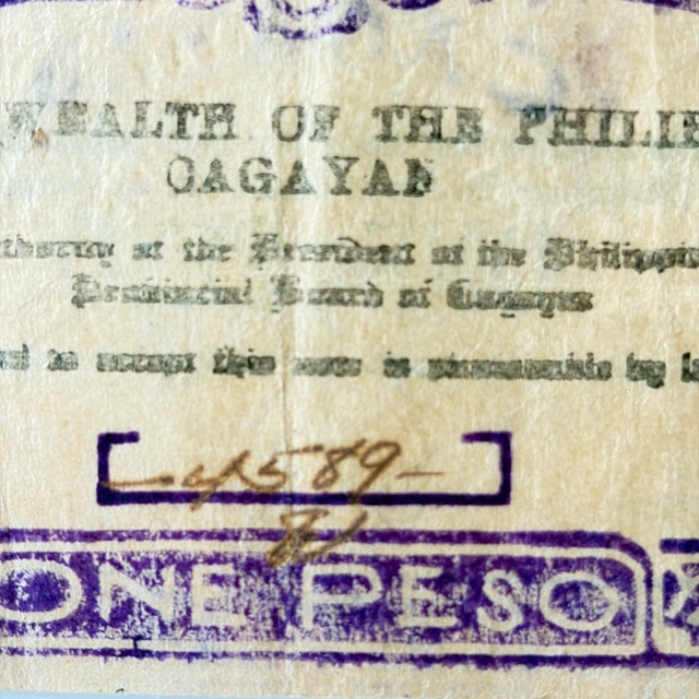 Commonwealth of the Philippines One Peso Cagayan Note - photo 2