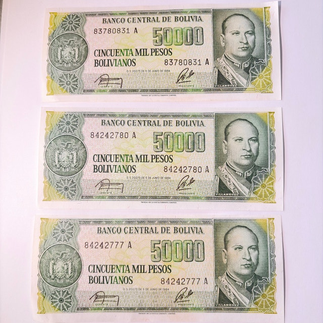 Banco Central de Bolivia 50000 Pesos Bolivianos Set