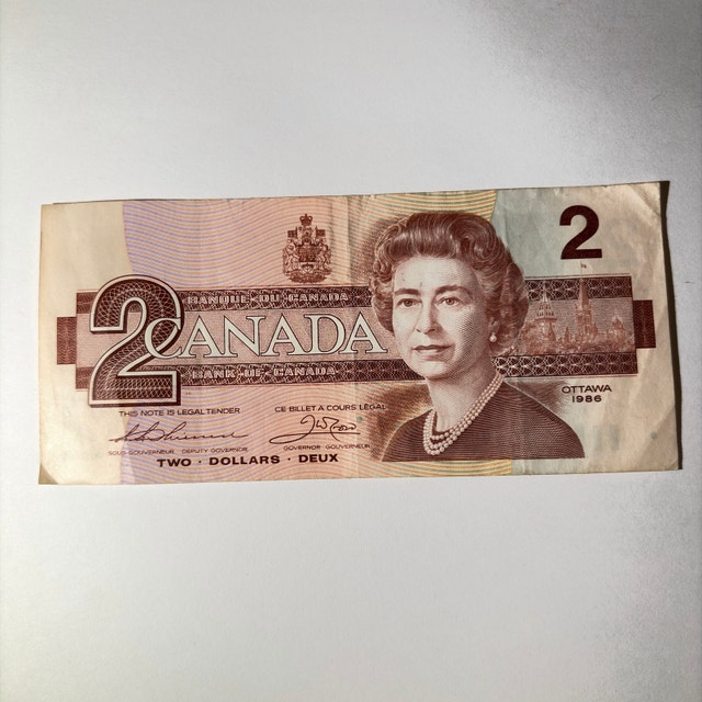 Bank of Canada $2 Bill 1986
