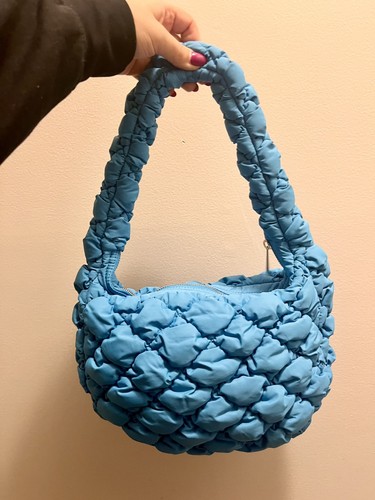 Aritzia Babaton Curator Bag Cobalt Blue Quilted Puffer