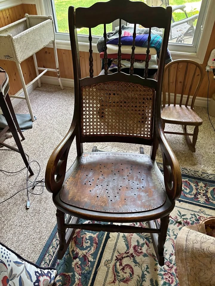 Antique cane back rocking chair