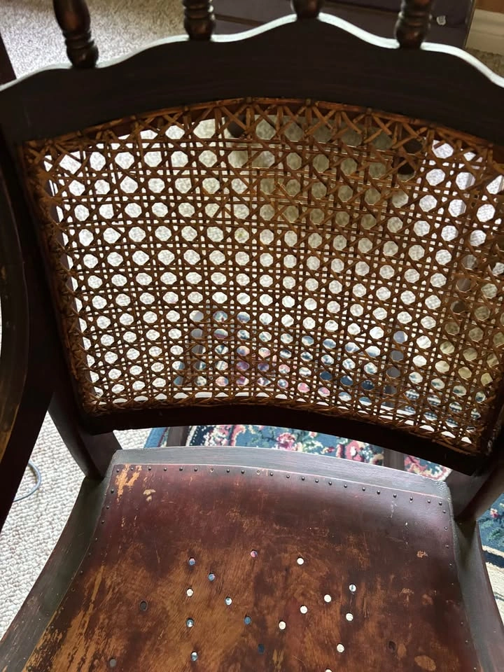 Antique cane back rocking chair - photo 3