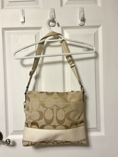 Coach Signature Stripe File Bag Crossbody Khaki White F19220 - photo 2