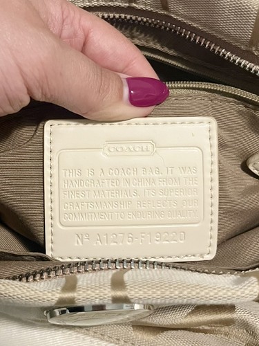 Coach Signature Stripe File Bag Crossbody Khaki White F19220 - photo 3