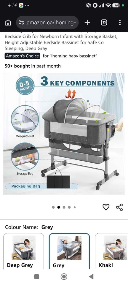 Ihoming 3-in-1 Bedside Bassinet - photo 4