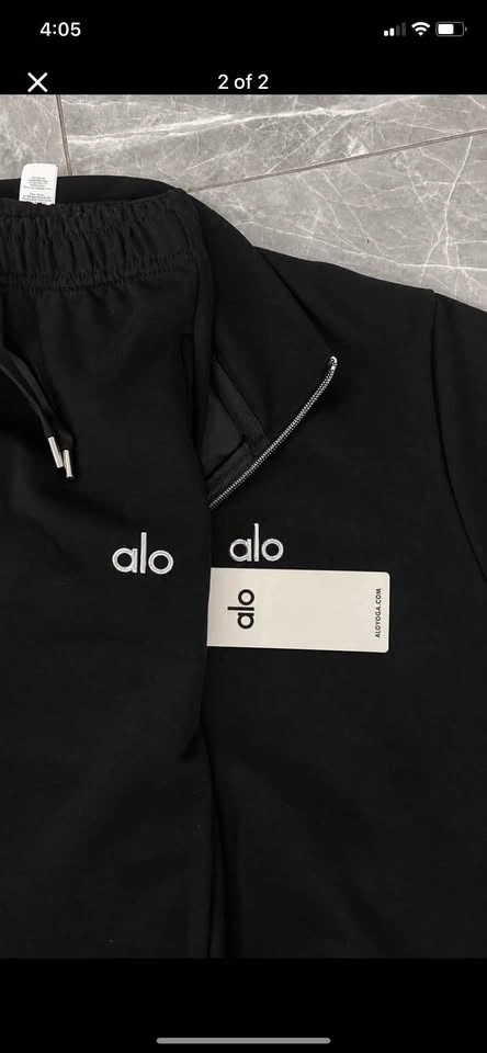Alo Accolade 1/4 Zip Black Pullover and Sweatpants Set Medium - photo 2