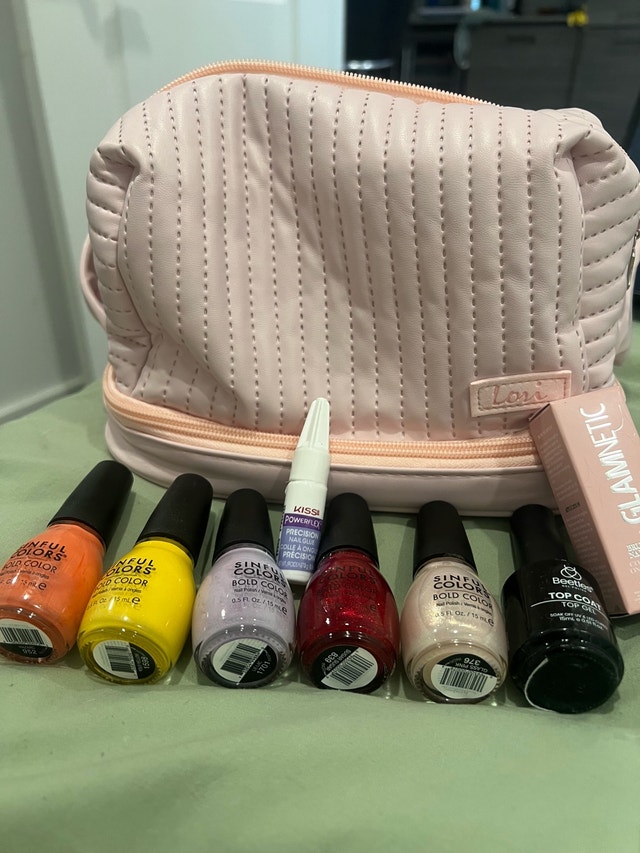 Nail polish, nail glue and bag bundle