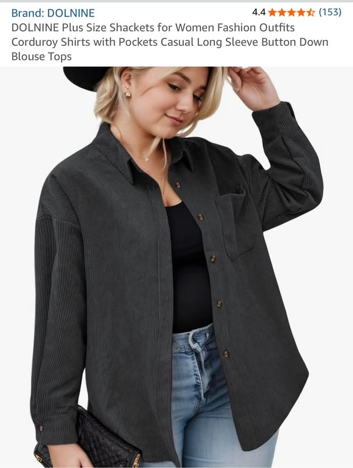 3X Dark Gray Corduroy Shacket - photo 2