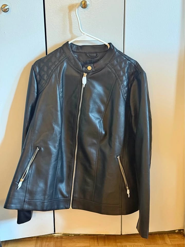 3X Black Faux Leather Jacket