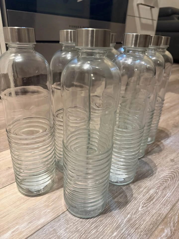 Aesthetic Glass Water Bottles with Stainless Steel Lids (Set of - photo 2