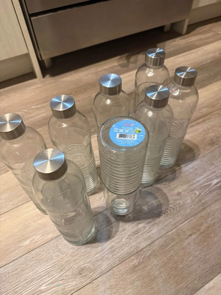 Aesthetic Glass Water Bottles with Stainless Steel Lids (Set of - photo 3