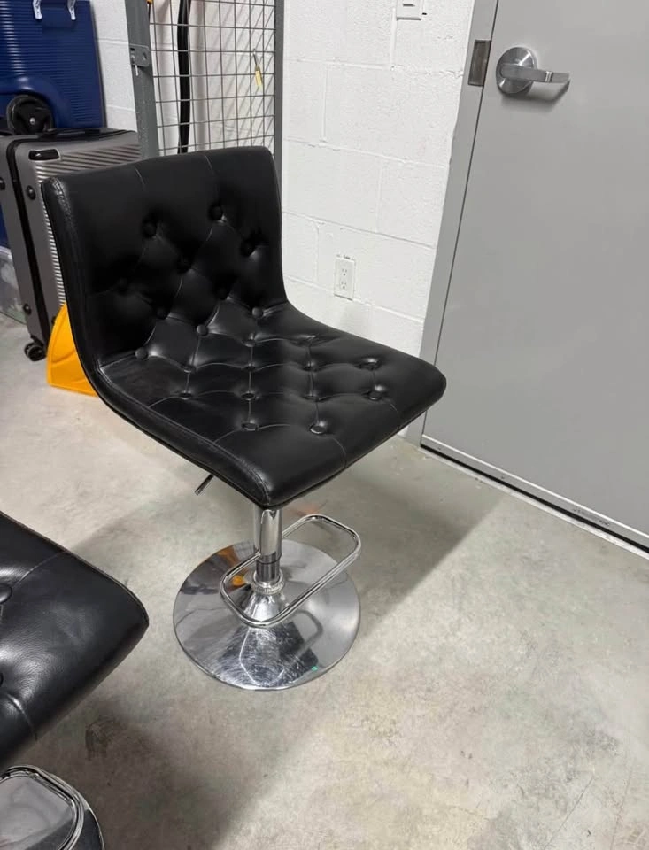 Pair of Black Adjustable Swivel Bar Stools | Chrome Base | Like - photo 4