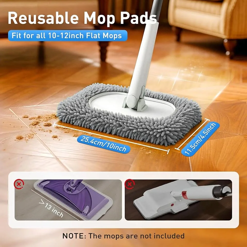 New~Reusable Mop Pads Univ Fit for Flat Mops(6 PK) thumbnail