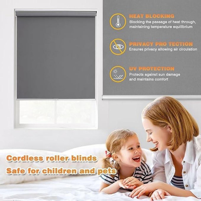 Bwerociq Cordless Blackout Roller Shades - 26 W x 72 H - NEW - photo 3