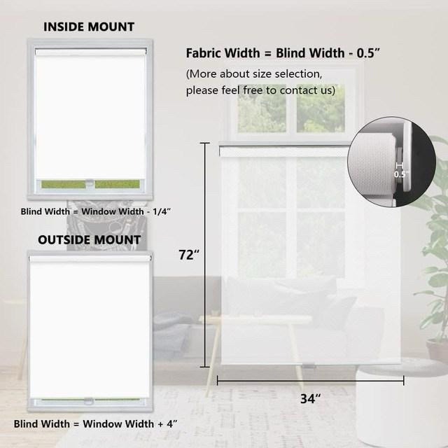 SEEYE Cordless Roller Shades - White - NEW - photo 3