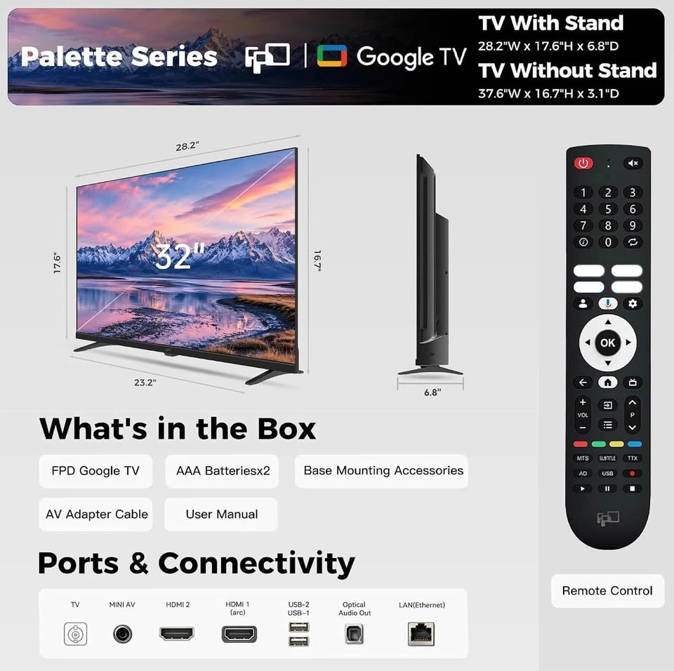 FPD 32 inch Smart TV HD 720p LED Google TV - photo 5
