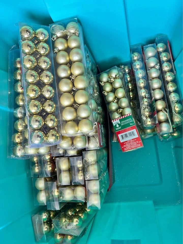 16x48 Christmas House Gold Christmas Ornaments Bulk Lot