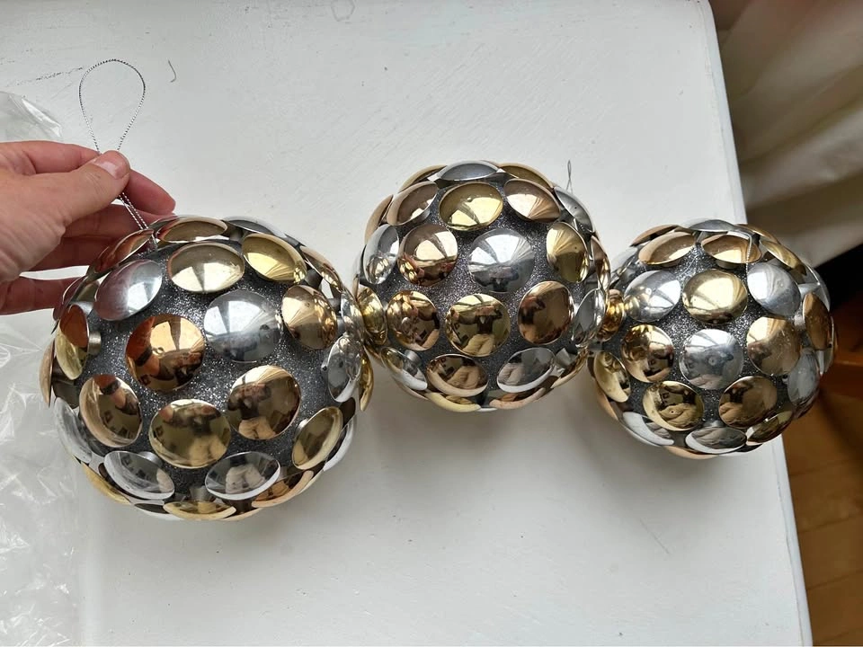Set of 3 7” Metallic Sequin Christmas Ornaments