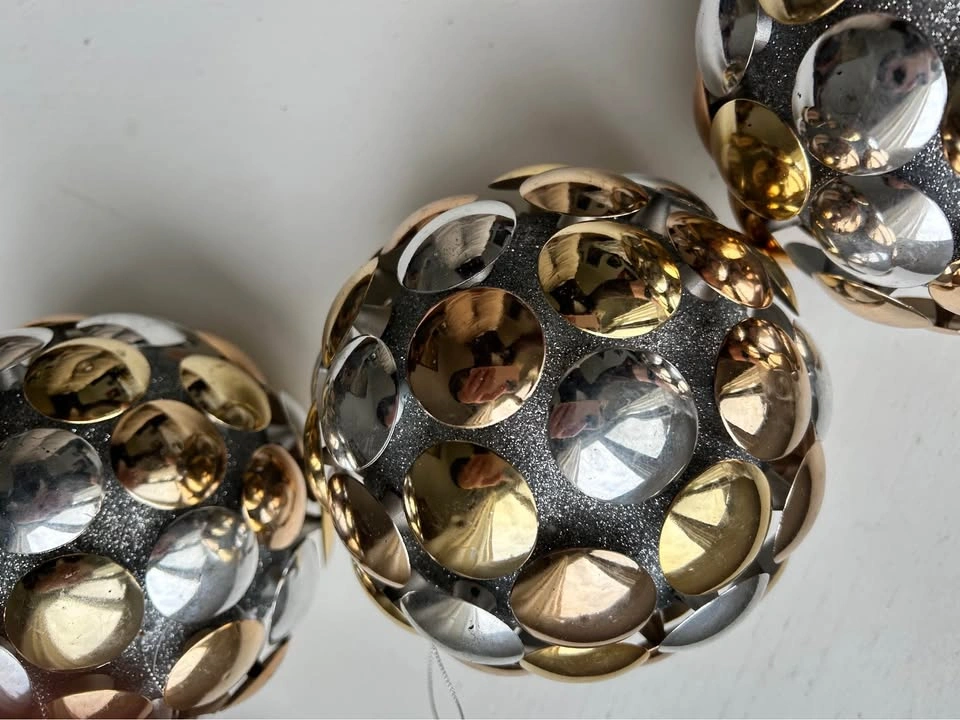 Set of 3 7” Metallic Sequin Christmas Ornaments - photo 2