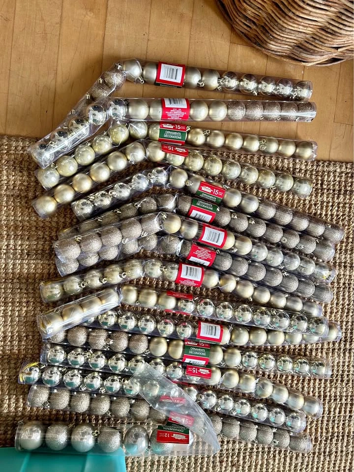 Christmas House Gold Christmas Ball Ornaments Bulk Lot