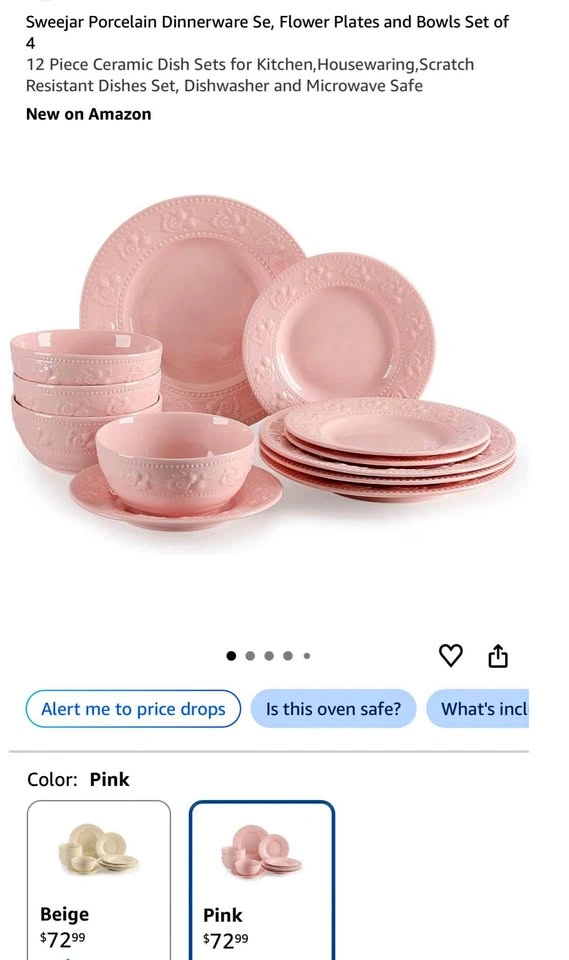 12 Piece Ceramic Dish Sets for Kitchen