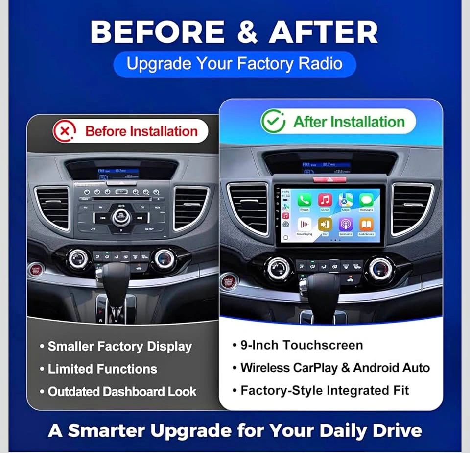 9" Car Radio Stereo Carplay Screen Upgrade for Honda CRV - photo 2