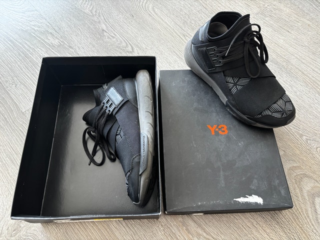 Y-3 Men Black Qasa High Sneakers Size 7