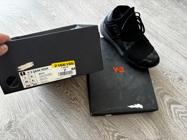 Y-3 Men Black Qasa High Sneakers Size 7 - photo 2