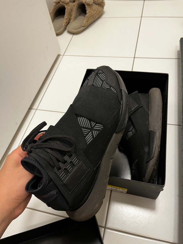 Y-3 Men Black Qasa High Sneakers Size 7 - photo 3