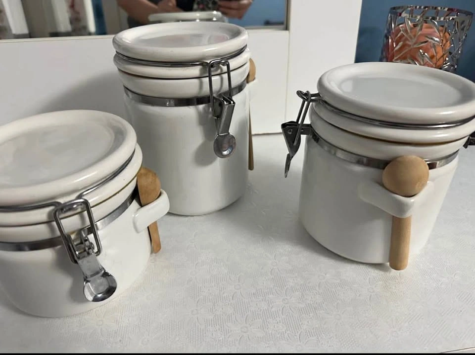 White Ceramic Canister Set of 3