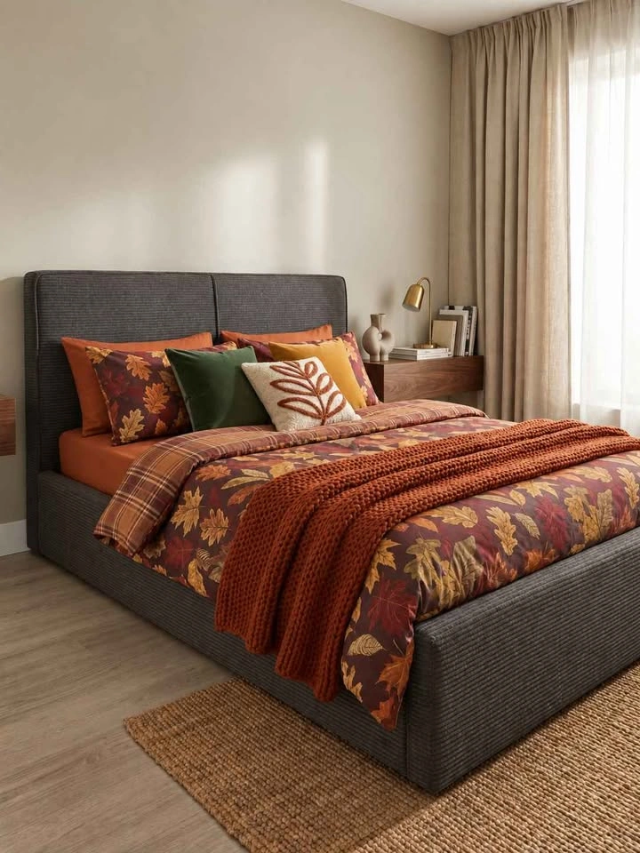 Grey Corduroy Upholstered Bed Frame - photo 2