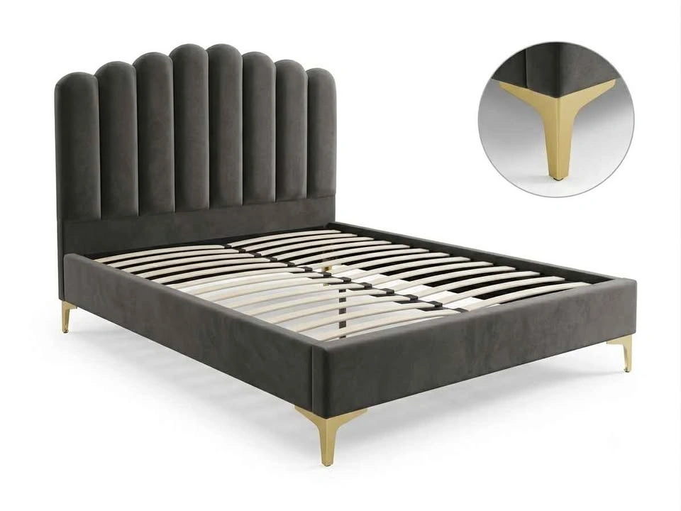 Queen Scalloped Velvet Bed Frame - photo 2