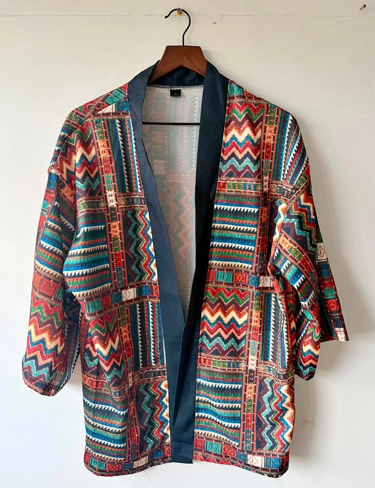 Patterned Open Front Kimono