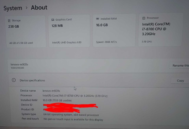 Lenovo ThinkCentre M920s – Intel i7-8700, 16GB RAM, 512GB - photo 2