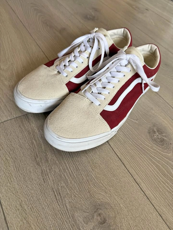 Vans Old Skool Red/Cream Suede Sneakers - 11.5