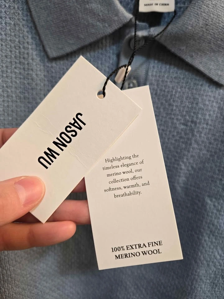 Jason Wu Merino Wool Knit Polo Shirt Size M Light Blue - photo 3