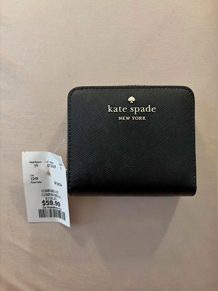 NWT Kate Spade Staci Saffiano Leather Small Wallet - Black