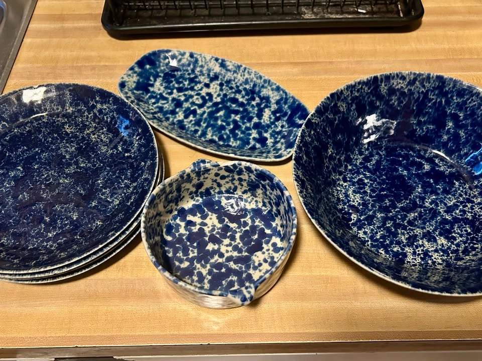 Vintage Bennington Potters Blue Agate Stoneware Set - photo 3