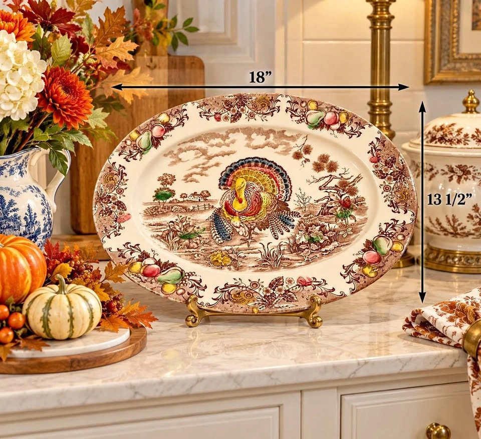 Vintage Transferware Turkey Serving Platter