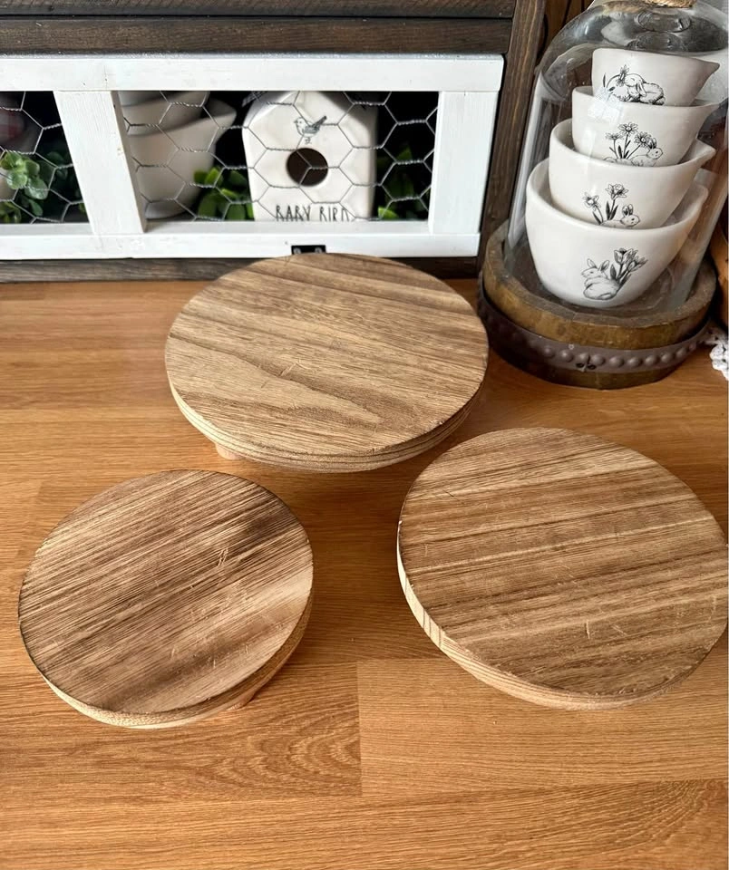 Set of 3 Rustic Wooden Risers