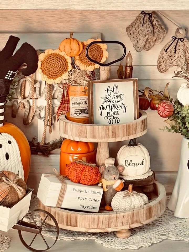 Farmhouse Fall Tiered Tray Decor