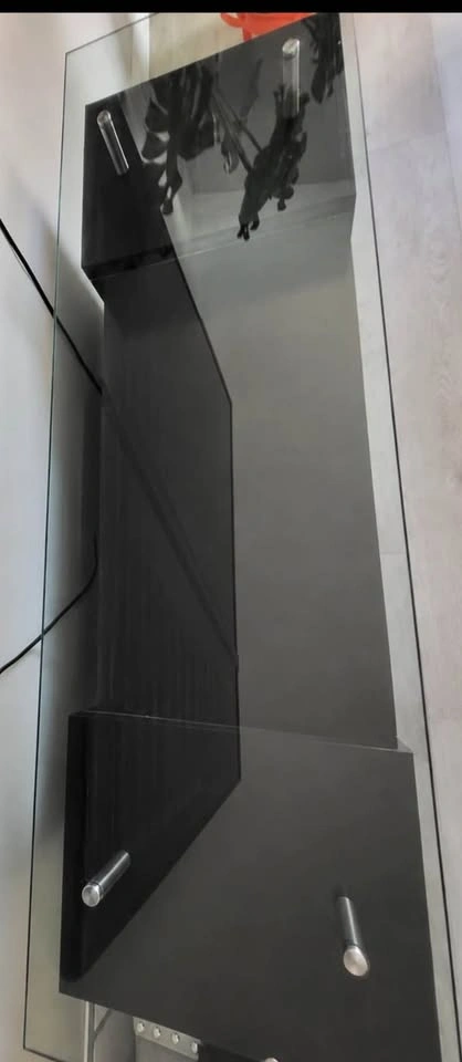 Fireplace TV Stand with Glass Shelf - photo 2