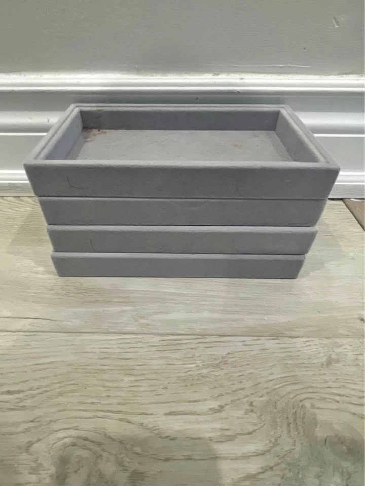 Grey Velvet Jewelry Organizer Tray