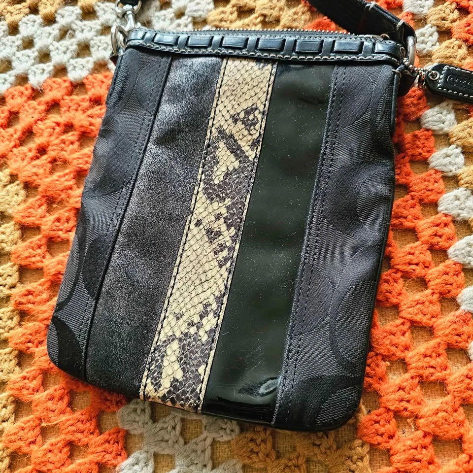 Y2K 2006 Coach Hamptons Signature Stripe Python Swingpack - photo 2