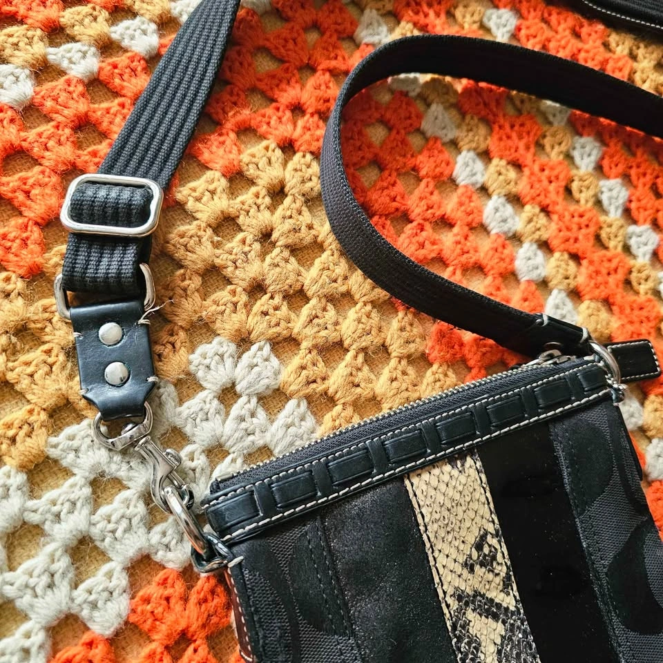 Y2K 2006 Coach Hamptons Signature Stripe Python Swingpack - photo 4