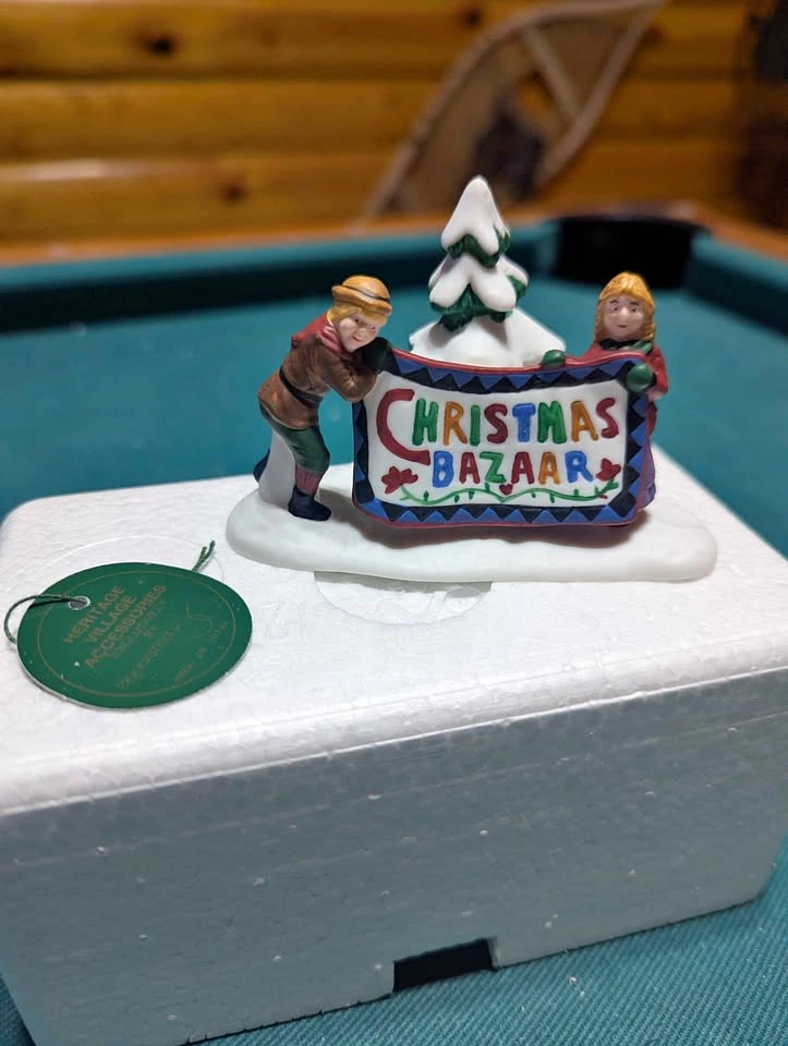 Department 56 The Heritage Village Christmas Bazaar Sign