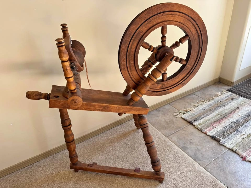 Antique Wooden Spinning Wheel - Canadian Production Style